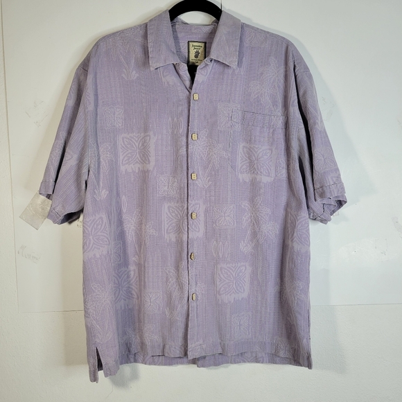 Jamaica Jaxx Other - Mens Jamaica Jaxx Purple Silk Short sleeve Hawaiian Button front shirt Size L